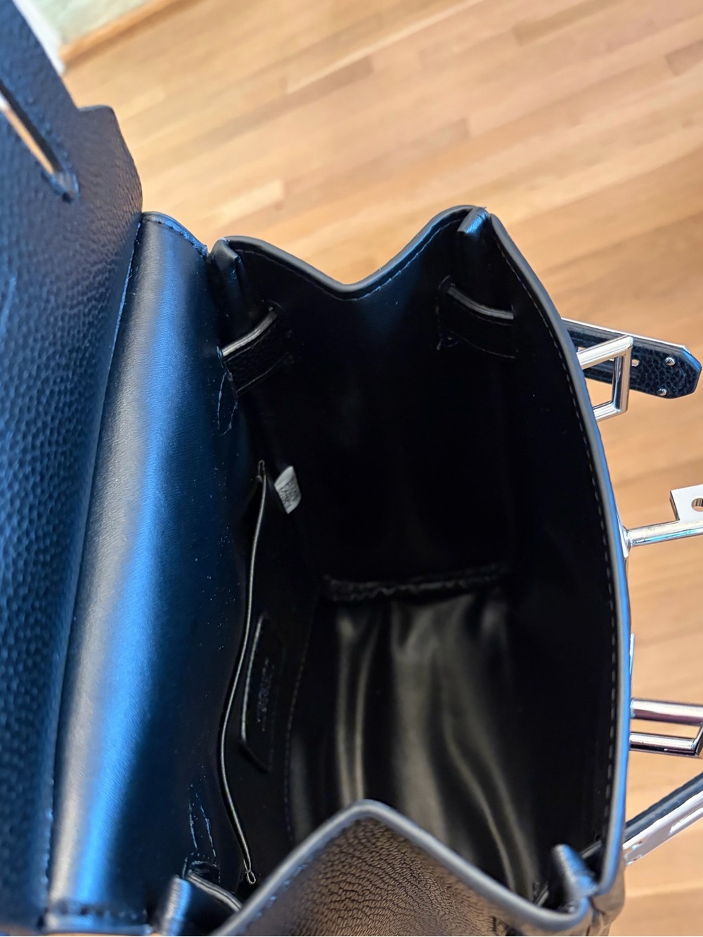 Black Leather Men's HAC Crossbody Bag with Silver Hardware - Picture 3 of 16